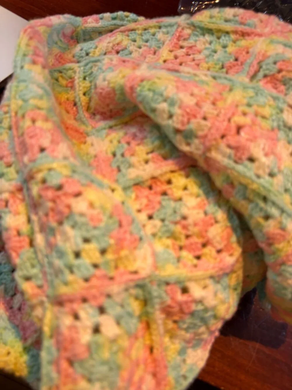 Vintage Handmade Crochet Crocheted Baby Blanket Size 41 x 28 inches